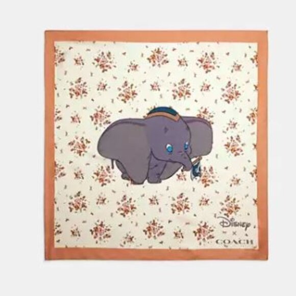 Disney x Coach Dumbo Rose Bouquet Print Silk Bandana - Picture 1 of 4